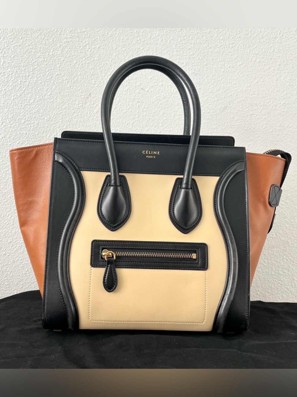 Celine Luggage Tote Tricolor Leather Micro Top Handle Handbag - Picture 11 of 11